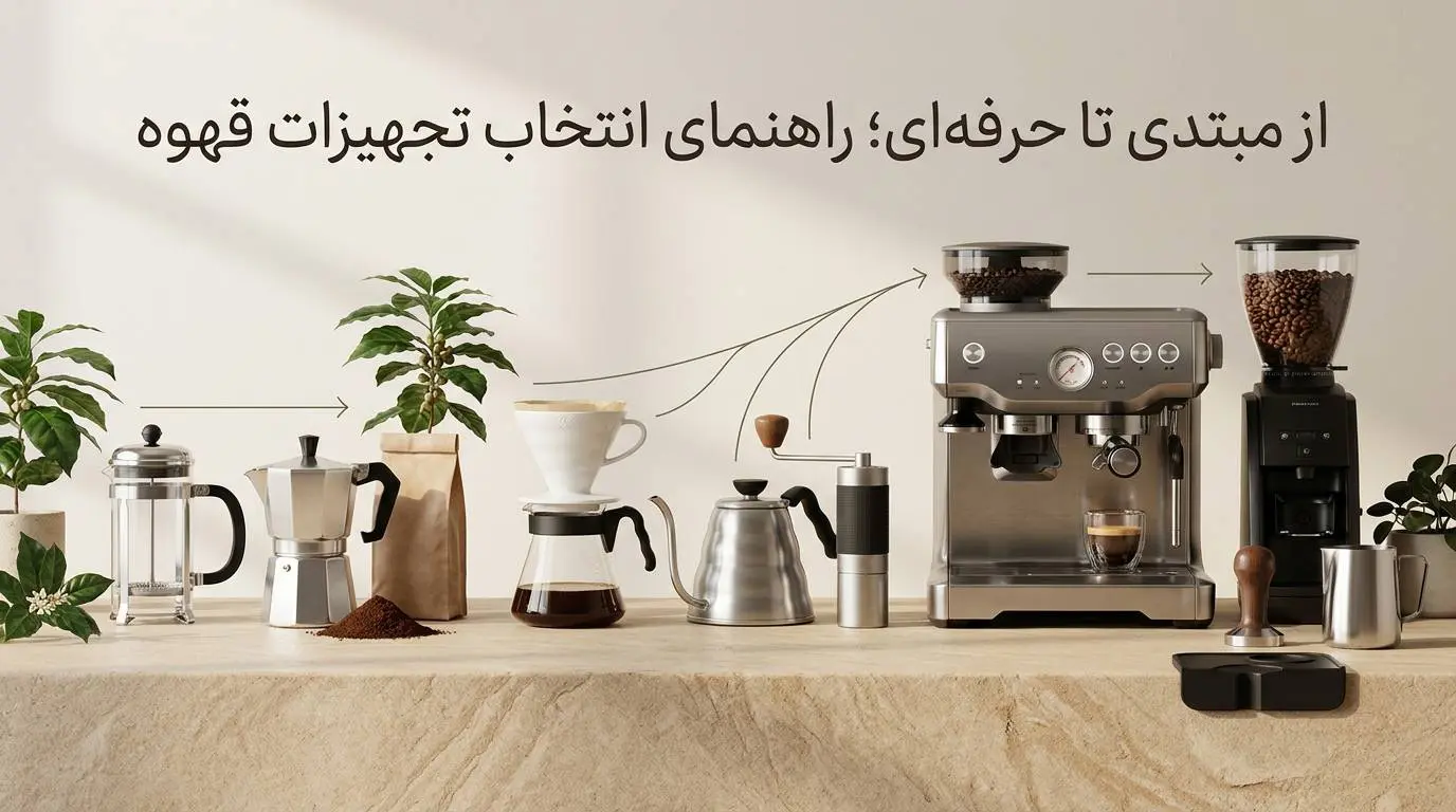 راهنمای انتخاب تجهیزات قهوه از مبتدی تا حرفه ای